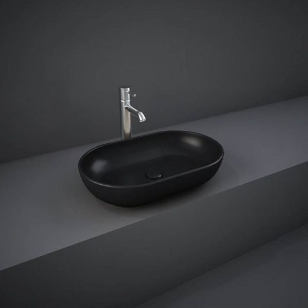 LAVOAR OVAL NEGRU MAT RAK FEELING 55X35 CM