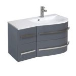 Baza de lavoar Oristo Opal suspendat dreapta/stanga gri lucios 90x45xH50 cm+lavoar compozit 90 - imagine 2