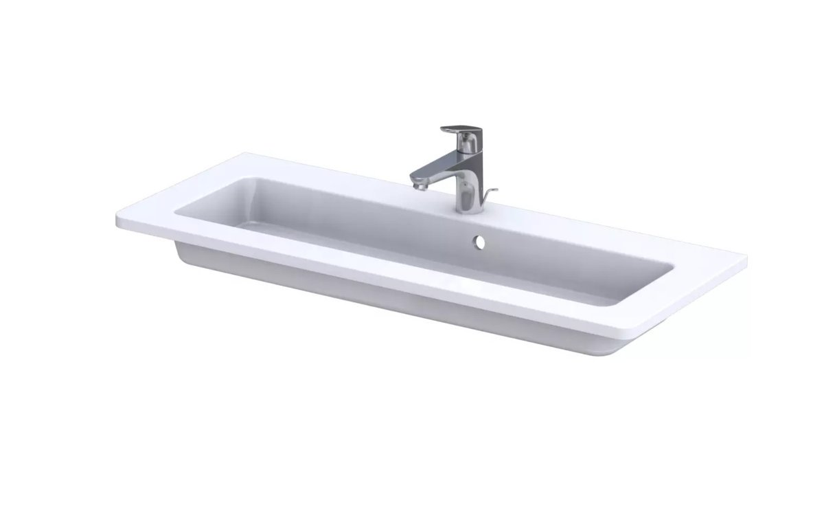 LAVOAR ANNABELLE 100 CM, MARMURA COMPOZITA, CU 2 CUVE, ALB NOU - imagine 1