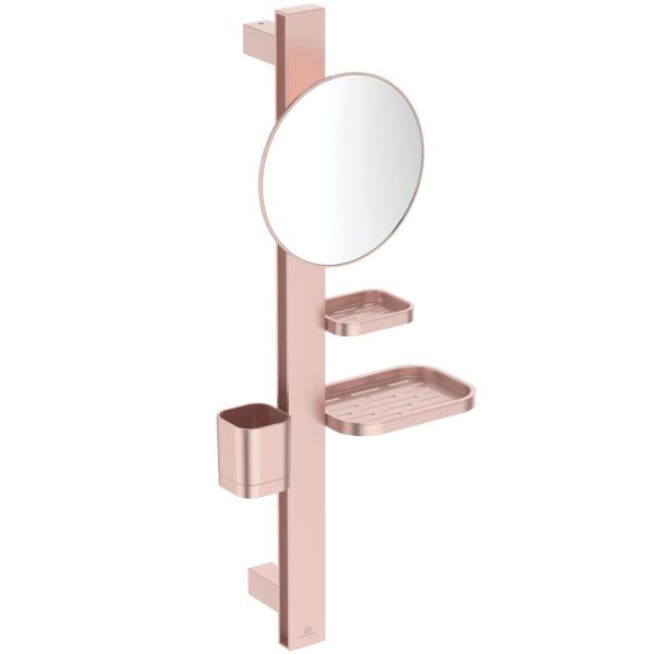 ACCESORIU COSMETIC S ALU+ , BARA 700MM, OGLINDA CU LUPA 3X 200MM, POLITE 208MM SI 130 MM, PAHAR, ROSE