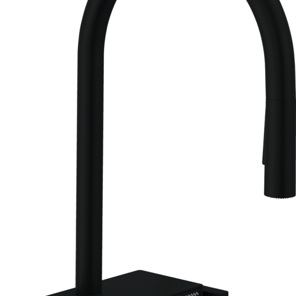 BATERIE BUCATARIE AQUNO SELECT M81 170, CU PIPA EXTRACTIBILA, 3 JETURI, NEGRU MAT