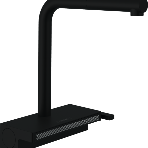 BATERIE BUCATARIE AQUNO SELECT M81 250 CU PIPA EXTRACTIBILA, 2 JETURI,  NEGRU MAT