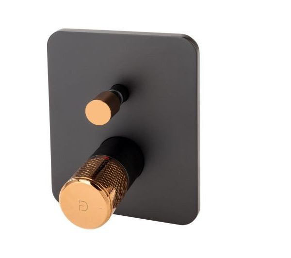 BATERIE INCASTRATA CADA/DUS ARDESIA CU 2 IESIRI, NEGRU-ROZ AURIU