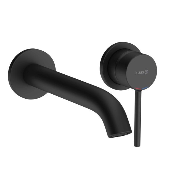 BATERIE LAVOAR BOZZ DE PERETE, CU 2 TRECERI, MONTAJ MASCAT, NEGRU MAT