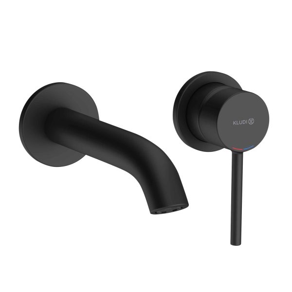 BATERIE LAVOAR BOZZ DE PERETE, CU 2 TRECERI, PIPA 180MM, NEGRU MAT