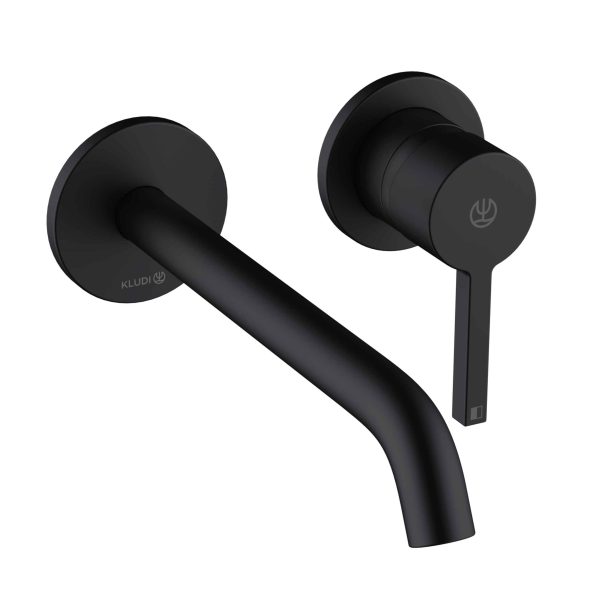 BATERIE LAVOAR DE PERETE NOVA FONTE PURA, PIPA 220 MM NEGRU MAT