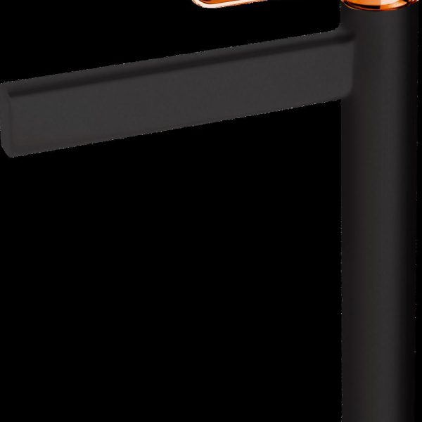 BATERIE LAVOAR INALTA ZAFFIRO CU VENTIL CLICK-CLACK, NEGRU-ROZ AURIU