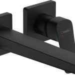 BATERIE LAVOAR LOGIS FINE CU MONTAJ PE PERETE SI PIPA 205MM, NEGRU MAT