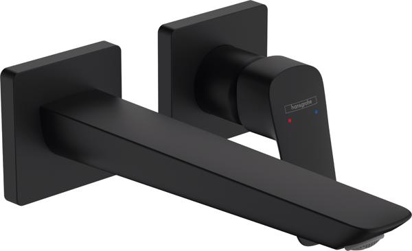 BATERIE LAVOAR LOGIS FINE CU MONTAJ PE PERETE SI PIPA 205MM, NEGRU MAT