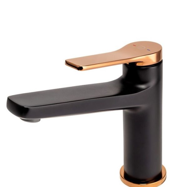 BATERIE LAVOAR SEPPIA CU VENTIL CLICK-CLACK, NEGRU-ROZ AURIU