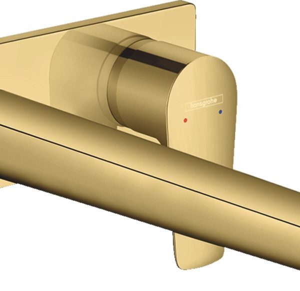 BATERIE LAVOAR TALIS E CU MONTAJ PE PERETE SI PIPA 225 MM, POLISHED GOLD OPTIC