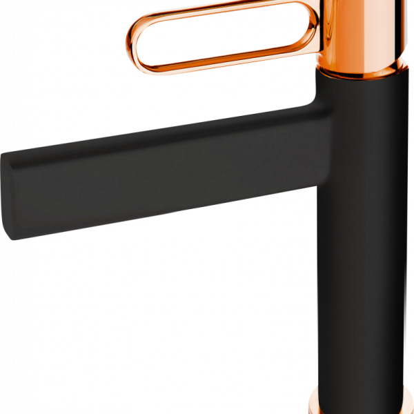 BATERIE LAVOAR ZAFFIRO CU VENTIL CLICK-CLACK, NEGRU-ROZ AURIU