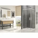 CABINA DUS PATRATA OCELIA 90X90 CULISANTA , PROFIL SLEFUIT LUCIOS, STICLA TRANSPARENTA