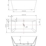 Cada Freestanding cu baterie 170x80 Linea Wall - imagine 4