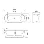 Cada freestanding la prete Linea Shell negru 160x75x58 - imagine 9