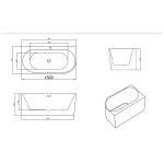 Cada freestanding neagra pe colt stanga scoica 150x75x58 - imagine 7