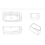 Cada freestanding pe colt dreapta Linea 170x75x58 - imagine 4