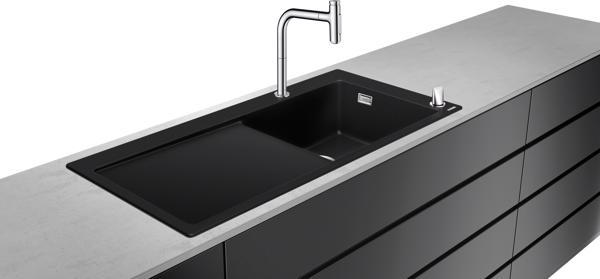 CHIUVETA BUCATARIE CU BATERIE COMBI 450 SELECT, C51-F450-08, CU SCURGATOR STANGA, CROM