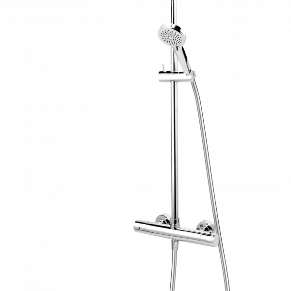COLOANA DUS ANIMA, CU BATERIE TERMOSTATATA, BARA DUS REGLABILA, CAP DE DUS FIX ROTUND, PARA SI FURTUN DE DUS, CROM