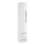 COLOANA MOBILIER GRANADA, 30,2X33X162.5 CM, O USA REVERSIBILA SI DOUA SERTARE SOFT-CLOSE, MANERE CROM, ALB LUCIOS