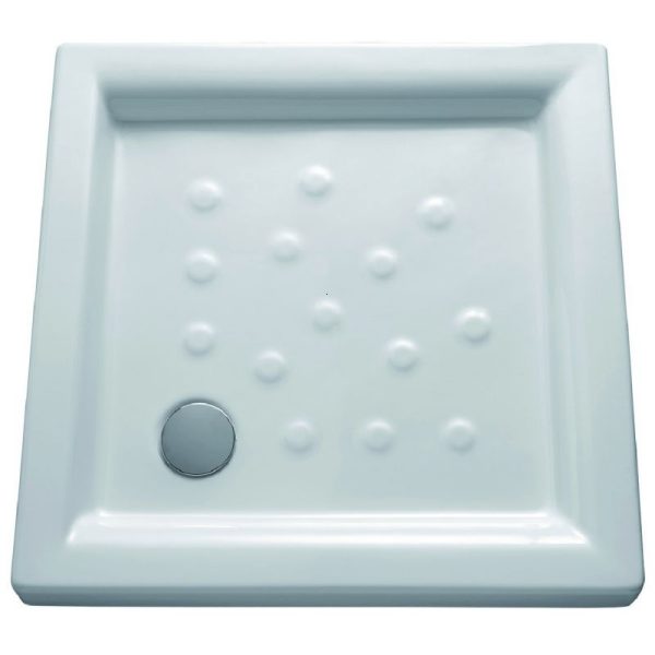 CUVA DUS CERAMICA PATRATA ATLAS 700X700X80 ALB FARA SIFON