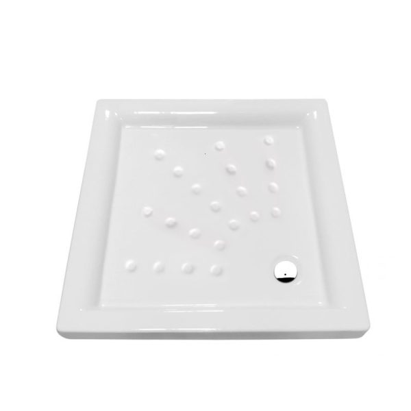 CUVA DUS CERAMICA PATRATA ATLAS 800X800X80 ALB FARA SIFON