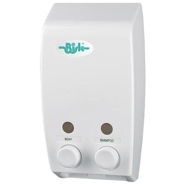 DOZATOR SAPUN LICHID DUBLU BISK 2  X 400 ML ALB