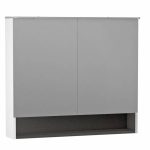 DULAP CU OGLINDA BERYL 80.2X71X15, 2 USI, ALB MAT