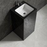 Lavoar freestanding negru compozit ceramic 430x430x840 - imagine 2