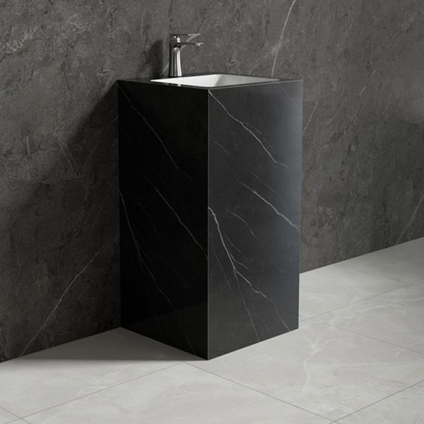 Lavoar freestanding negru compozit ceramic 430x430x840