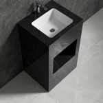 Lavoar freestanding negru compozit ceramic 510x450x840 - imagine 2