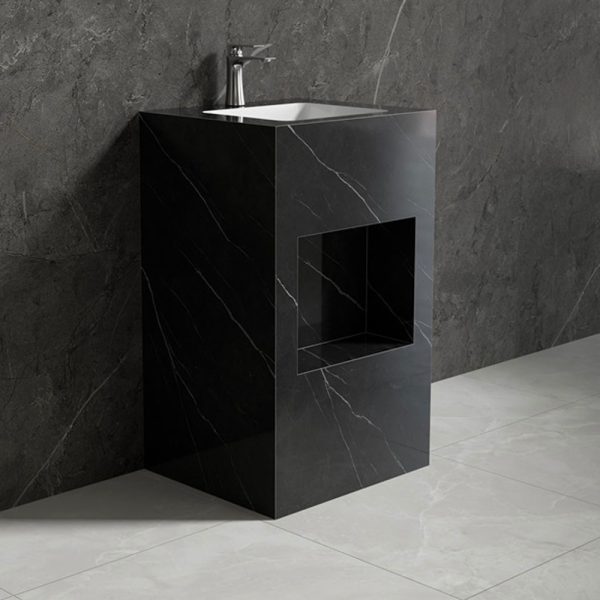 Lavoar freestanding negru compozit ceramic 510x450x840