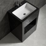 Lavoar freestanding negru compozit ceramic 580x480x840 - imagine 2