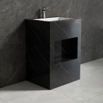 Lavoar freestanding negru compozit ceramic 580x480x840