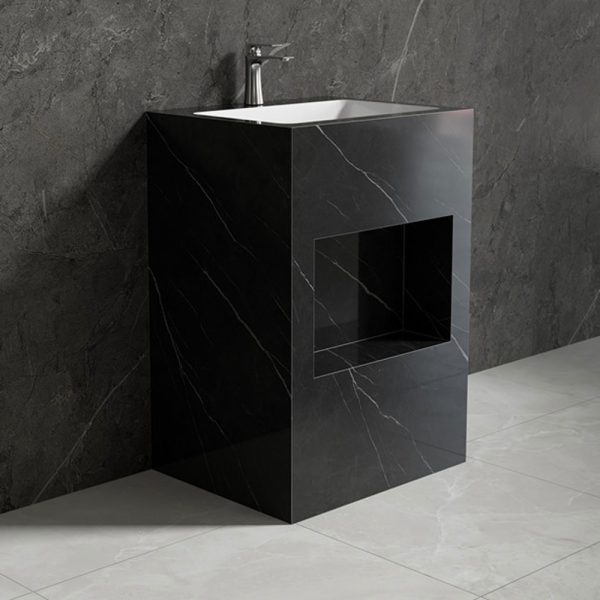 Lavoar freestanding negru compozit ceramic 580x480x840