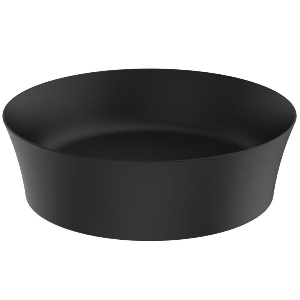 LAVOAR IPALYSS ROTUND DIAM. 40 CM, FARA ORIFICIU BATERIE SI FARA PREAPLIN, CU PERETII SUBTIRI, CULOARE NEGRU MAT