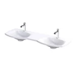 LAVOAR LOUIS 144X48, DOUA CUVE, MARMURA COMPOZITA, ALB MAT