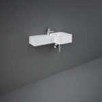 LAVOAR PETIT RECTANGULAR ASIMETRIC STANGA 77X36 CM CU PREPLIN SI ORIFICIU PENTRU BATERIE