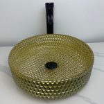 Lavoar sticla auriu pe blat 40x40