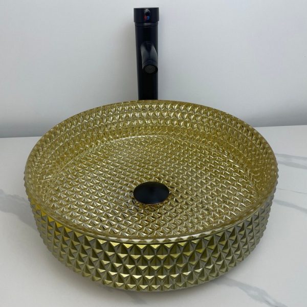 Lavoar sticla auriu pe blat 40x40