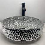 Lavoar sticla negru pe blat 40x40