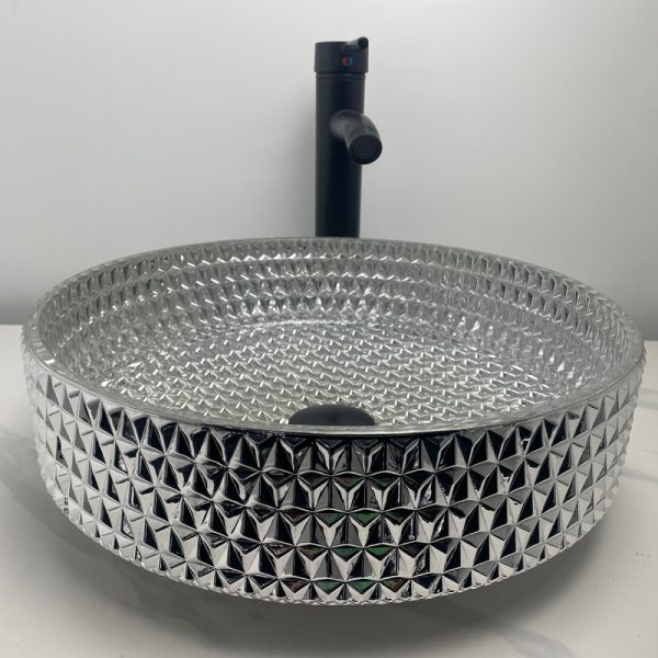 Lavoar sticla negru pe blat 40x40