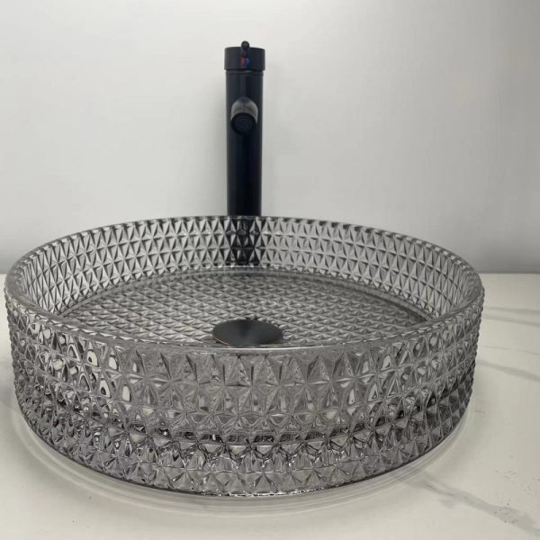 Lavoar sticla transparent pe blat 40x40