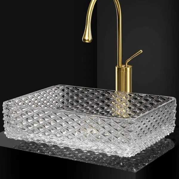 Lavoar sticla transparent pe blat 46x33