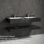 Mobilier baie compozit ceramic 2 lavoare negru