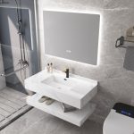 Mobilier baie compozit ceramic alb fulger 1000x500x150 - imagine 2
