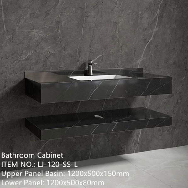 Mobilier baie compozit ceramic negru 1200x500x150