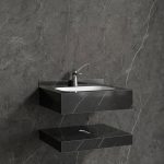 Mobilier baie compozit ceramic negru 600x500x150