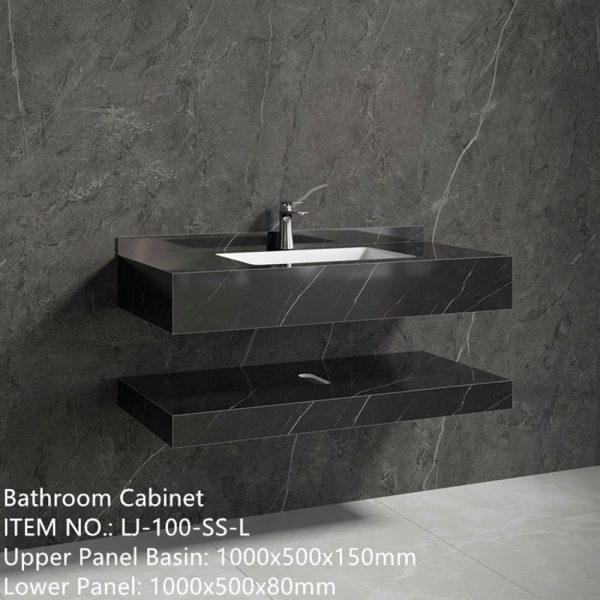 Mobilier baie negru compozit ceramic 1000x500x150