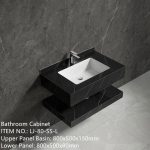 Mobilier baie negru compozit ceramic 800x500x150 - imagine 2